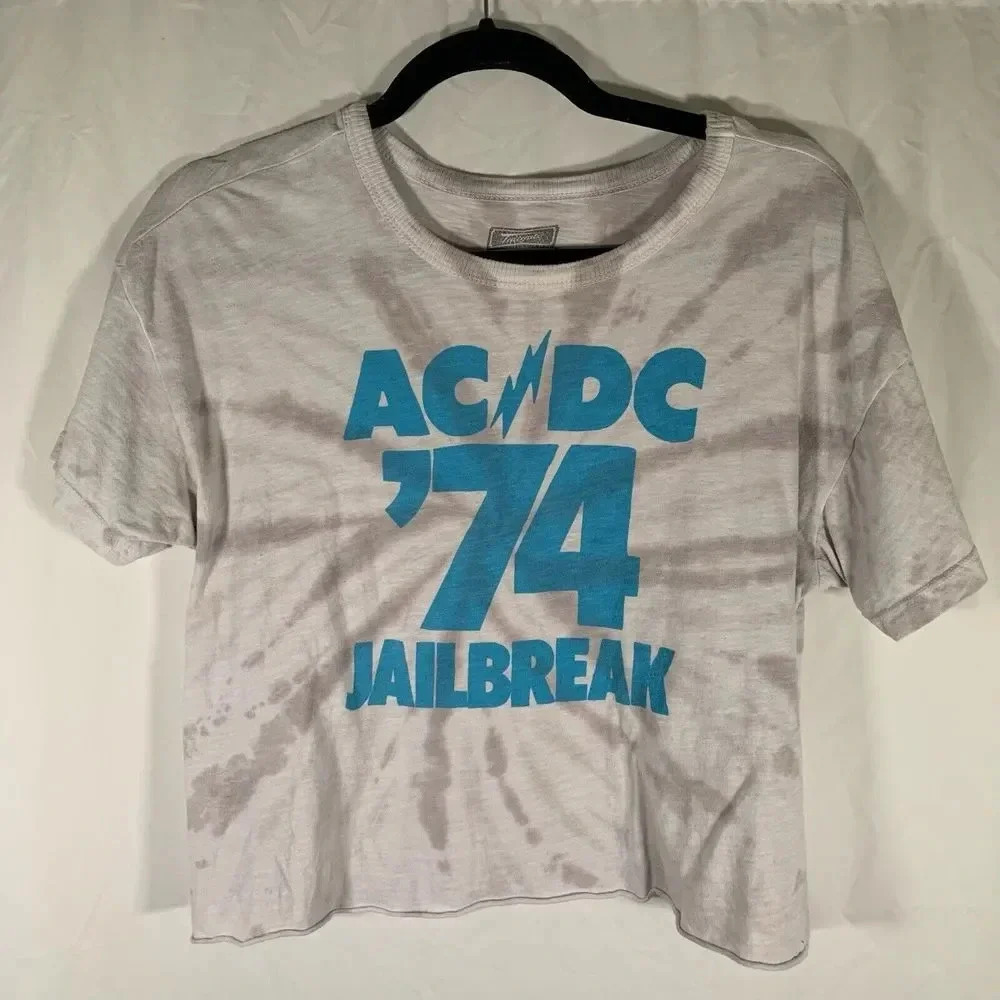 American Eagle ACDC Shirt Women’s Small Tie Dye Short Sleeve Cropped Top